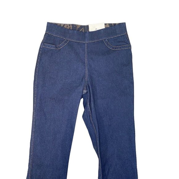 HUE Womens Indigo Floral Reversible High Waist Denim Skimmer Size‎ Small New - Picture 3 of 11